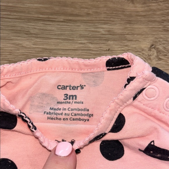 Carter's Pink and Black Polka Dot Bodysuit size 3 months - Picture 3 of 4